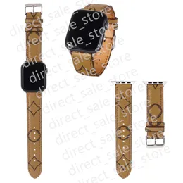Cinturini per cinturini marroni di design superiore per cinturino Apple Watch 49mm 45mm 42mm 38mm 40mm 44mm Cinturini per orologi di lusso iwatch 8 7 6 5 4 PU Leather L Flower Bracciale Stripes