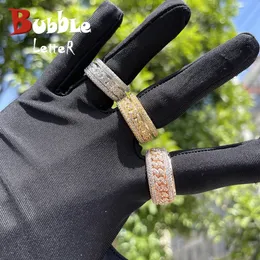 Alyans kabarcığı mektup altın renk yüzüğü erkekler için buzlanmış gerçek bakır eğirme orta hip hop takı trendi takılar Kore 231214