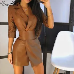 Vestidos sexy urbanos entalhados faux pu couro bandagem mulheres vestido senhoras jaqueta vestido curto com cinto primavera outono streetwear vestido feminino 231214