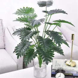 75cm 24Heads Tropical Monstera Plants Large Artificial Tree Palm Tree Plastic Green Leaves Fake Turtle Leaf For Home Party Decor345Y