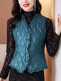 Women's Vests 2023 Autumn And Winter Fashion Style Down Cotton Vest Tank Top Slim Warm Sleeveless Waistcoat Jacket Z4001