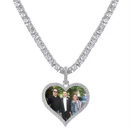 Personalizado feito amor coração forma po medalhões pingente colar gelado para fora masculino feminino casal pingente enviar-lhe po através de mensagem af324v