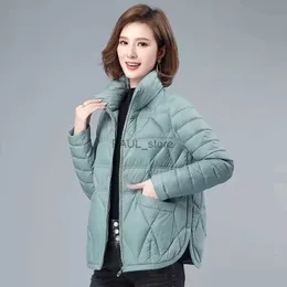 Piumino da donna Parka leggero e sottile da donna 2023 Parka invernale femminile Piumino in cotone Colletto alla coreana Casual caldo Parka Cappotto corto Capispalla femminileL231215