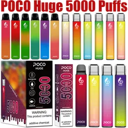 POCO Enorme 5000 Puffs Vape E Cigarros Descartáveis 5% Puff 5k UE EUA Armazém 15ml Pod Pré-preenchido Bobina de Malha 950mAh Bateria Recarregável 10 Sabores Caneta