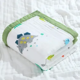 Decken wickeln Bio -Bio -Baumwoll Musselin Baby Swaddle Decken geborene Kinder Badetücher 6 Schichten Baby Wrap Kindergarten erhält Gaze Decke Neutral 231215