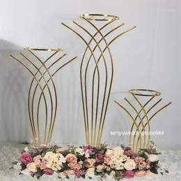 10 stücke Fabrik Ganze Hochzeit Hohen Metall Tischdekoration Steht Blumenvase Ständer Gold Säule Dekoration1260I