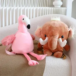 Mochilas de pelúcia Lifelike Adorável Elefante Saco de Pelúcia Bonito Macio Animal Flamingo Mochila Boneca Brinquedos de Pelúcia para Crianças Alunos Estudantes 231215