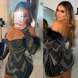Urban Sexy Dresses Sequin Feather Evening Dress Women Bodycon Cocktail Elegant Dresses 2023 Lady Luxury Mini Club Wear Sexy Party Prom Dresses T231215