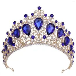 Fermagli per capelli Tiara da sposa Corona in oro argento Lussuoso copricapo colorato con cristalli barocchi per la sposa Costume da principessa damigella d'onore