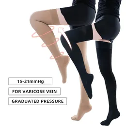 Meias Hosiery Grande Fechado Toe Joelho Meias de Alta Compressão 15-21mmHg Varizes Meias Pressão Brace Wrap Shaping S-5XL 231215