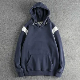 Erkeklerin hoodies Veet ve kalın zıt renk patchwork kapüşonlu minimalist gençlik moda kazak