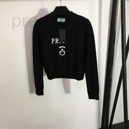 Suéteres femininos designer mulheres jumper malha casual clássico malhas suéteres mulheres moda outono inverno lã mistura crochê carta manga longa cinza pulôver p