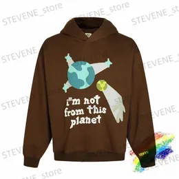 Men's Hoodies Sweatshirts Brown I am not from this planet BROKEN PLANET Hoodie Men Women High Quality Pullovers Oversize Hooded T231215