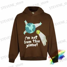 Felpe con cappuccio da uomo Felpe Marrone Non vengo da questo pianeta BROKEN PLANET Felpa con cappuccio Uomo Donna Pullover di alta qualità Oversize con cappuccio T231215