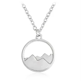 Everfast 10 Stück neue modische Silhouette Schneeberg runder Anhänger Charm-Halskette Schwestern Mädchen Kinder Familie Geschenk EFN044-F242L