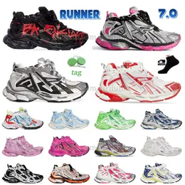 Новые Balencaigas Track Runner 7 7.0 ретро повседневная обувь женские мужские большие размеры 12 Paris Triple s Runners 77.0 кроссовки на платформе Triple S все черно-белые кроссовки бежевого цвета