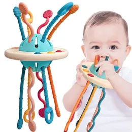 Intelligence toys UFO Baby Sensory Toys Montessori Pull String Interactive Educational Toy Ropes with Simple Bubble Motor Skills Infants Toddlers 231215