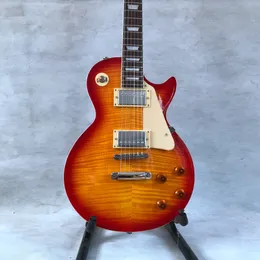 Guitarra elétrica padrão laranja, cor gradiente de padrão de tigre amarelo, luz brilhante, frete grátis