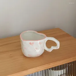 Canecas Rosa Pequenos Corações Bonitos Adoráveis Caneca de Chá Copo Café da Manhã Suco de Leite Café Cerâmica Beber Menina Dia dos Namorados Presente para ela