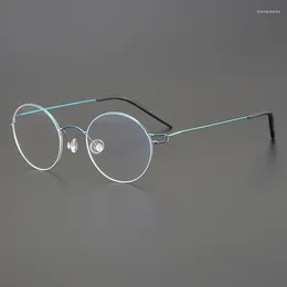 Óculos de sol quadros Dinamarca Marca Designer Screwless Óculos Retro Fio Redondo Air Titanium Rim Óculos Quadro Ultraleve Homens Mulheres Miopia