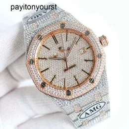 Audemar Pigue Watch AP Elmas İzler Pahalı Full Diamond Erkekler AP Menwatch Otomatik Kol saati Pocx Yüksek Kalite Mekanik Hareket Piglet Uhr Aşağı Montr