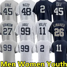 Maglie da baseball personalizzate Juan Soto Yankee Anthony Rizzo Aaron Judge Gerrit Cole Derek Jeter Giancarlo Stanton Harrison Bader Gleyber Torres LeMahieu Trevino Jersey