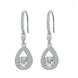 Dangle Earrings ES0014 Lefei Fashion Trendy Diamond-Set 클래식 컬러 D Moissanite Heart Earring Women 925 Sterling Silver Party Charms