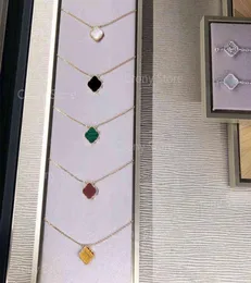 Elegant merk klassiek 4 klavertje vier kettingen hangers MotherofPearl roestvrij staal verguld 18K voor dames meisjes verloving 5797812