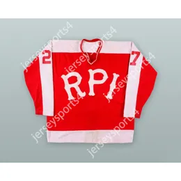 Niestandardowy Jak Bestle 27 RPI Rensselaer Polytechnic Institute Institute Red Hockey Jersey Nowy najlepiej zszyty S-L-XL-XXL-3XL-4XL-5XL-6XL