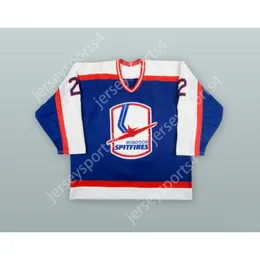 Benutzerdefiniertes MAX LINNIK 2 WINDSOR SPITFIRES BLAUES HOCKEY-JERSEY, NEU, oben genäht S-M-L-XL-XXL-3XL-4XL-5XL-6XL