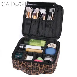 Caldwell rese makeup väska stor kapacitet bärbar arrangör fodral med dragkedja leopard tryck gåva för kvinnor1919