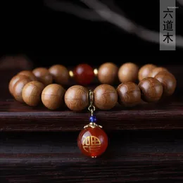 Strand Old Material Six Wood Fu Man World Style Hand String 10MM Female Literary Rosary Decorative Jewelry Buddha Bead