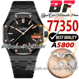 BFF 34mm 77350 A5800 Automatyczne panie oglądają 50. rocznicę PVD Czarna stalowa stalka Tekstrukowana tarcza stalowa stalowa bransoletka Super Edition Watches Trustime001