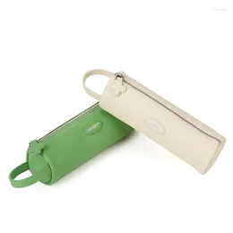 Amnery Four Leaf Clover Leature Genuine Carge Tracing Case Storage Case Stippered Pen Stationery Bag Zipper Bage Pency حامل قلم رصاص