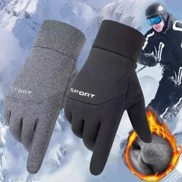 Guantes de ciclismo Hombres Invierno Impermeable Deportes al aire libre Esquí Correr Motocicleta Pantalla táctil Fleece Antideslizante Cálido Dedos completos 231215