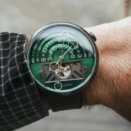 ساعة معصم Decypher Automatic Watch Men Miyota Mechanical Skeleton 46mm Stainless Steel Watches Top 2023