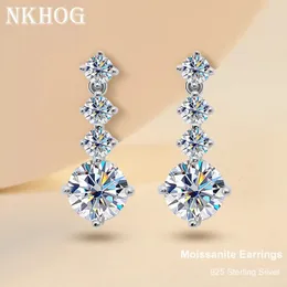 Висячие серьги NKHOG S925, серебряные серьги-капли для женщин, 2 6 карат, цвет D, VVS1, бриллиантовые обручальные свадебные украшения, подарок 231214