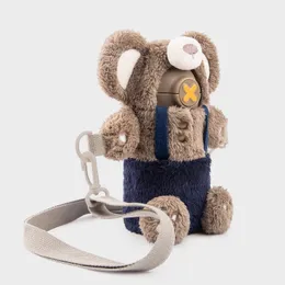 Tazza sottovuoto in peluche portatile in acciaio inossidabile 316 con cannuccia per bambini e studenti