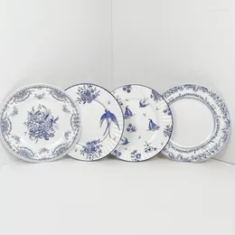 Disposable Dinnerware 8Pcs/pack Chinese Style Exquisite Blue And White Porcelain Pattern Paper Plate Dessert Tableware Home Party Supplies