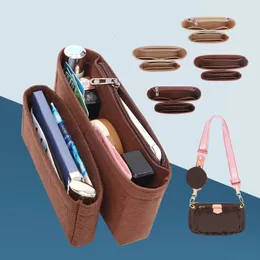 Kosmetiktaschen-Hüllen, multifunktionale Aufbewahrungstasche, passend für Luxus-Tasche, Make-up-Organizer, doppellagiger Filz-Kosmetiktaschen-Organizer, Einsatztasche, Liner-Aufbewahrung 231215