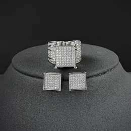 Chokers 2023 Vintage Pave Setting silver color bride African Dubai Jewelry Set Earing Ring for Women Wedding Christmas Party Gift J6741 231215