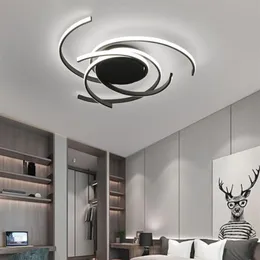 Creative Modern LED Ceiling Lights Living Room Bedroom Study Balcony Indoor Lighting Black White Aluminum Ceiling Lamp Fixture L211Q