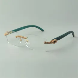 Designer boeket diamanten brilmonturen 3524012 met groenblauw houten brilveren voor unisex maat 56-36-18-135mm267N