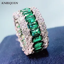 Обручальные кольца KNRIQUEN, 100% настоящее серебро 925 пробы, коктейльные большие кольца для женщин, созданные изумрудом, рубином, сапфиром, драгоценным камнем, обручальные кольца, драгоценности 231214