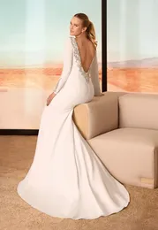 Cabotine 2023 Satin Wedding Dresses Bateau Neck Long Sleeve