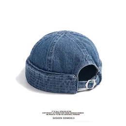 Trapper Hats 뇌한 고로 Hombre Docker Miki 데님 모자 남성 여성 브랜드 레트로 선원 멜론 폭격기 캡 세탁 카우보이 스쿨 캡 231215