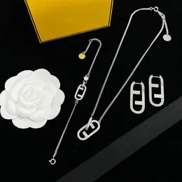 Mode Mannen Designer Armband Kettingen Oorbel Voor Vrouwen Hanger Ketting F Sliver Chain Ontwerpers Sieraden Set Luxe Armbanden B2544