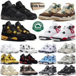 With Box Jumpman 4 4s Basketball Shoes Men Women Jordens 4 Frozen Moments Black Cat Cacao Thunder Military Black Metallic Sail Mens Womens Outdoors Trainers Sports