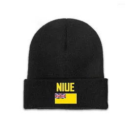 Beralar Niue Country Flag Üst Baskı Erkekleri Kadın Unisex Örgü Şapka Kış Sonbahar Beanie Cap Sıcak Bonnet