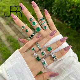 Anéis de casamento Jrr Trendy 925 Sterling Silver em Esmeralda Gemstone Mulheres Anéis Presente de Natal Acessórios Envio Gratis Ofertas 231214